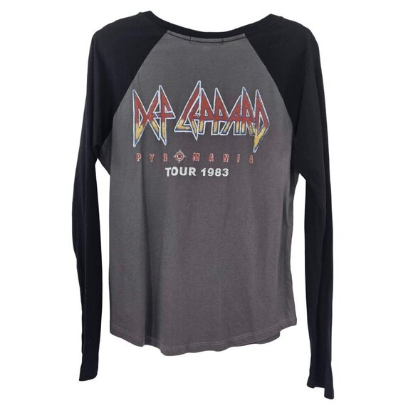 Daydreamer Def Leppard Pyromania Raglan Tee T-Shirt Gray Women’s Size S Boho - Picture 2 of 10